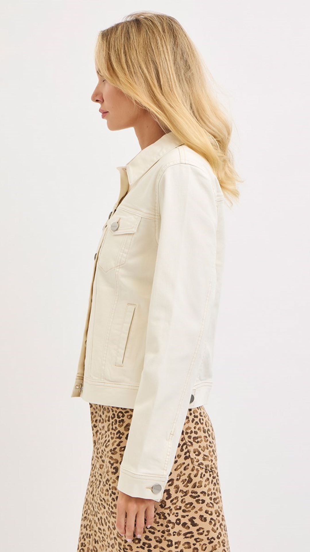Ivory Washed Denim Jacket