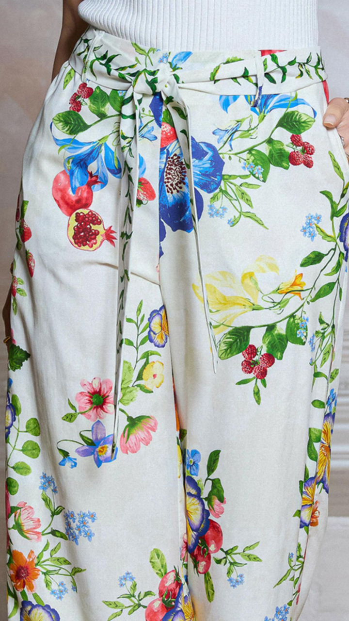Floral And Fruit Printed Pants