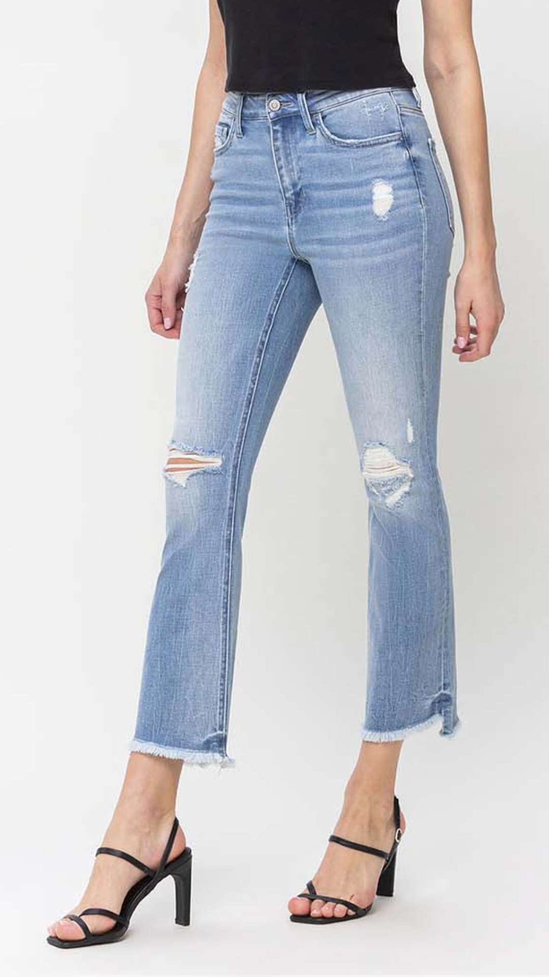 High Rise Distressed Kick Flare Jeans