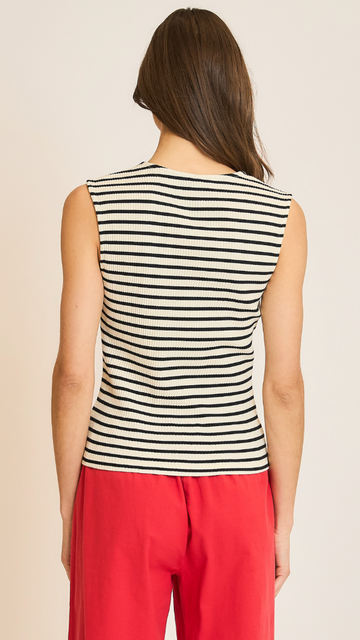 Black Cream Stripe Tank