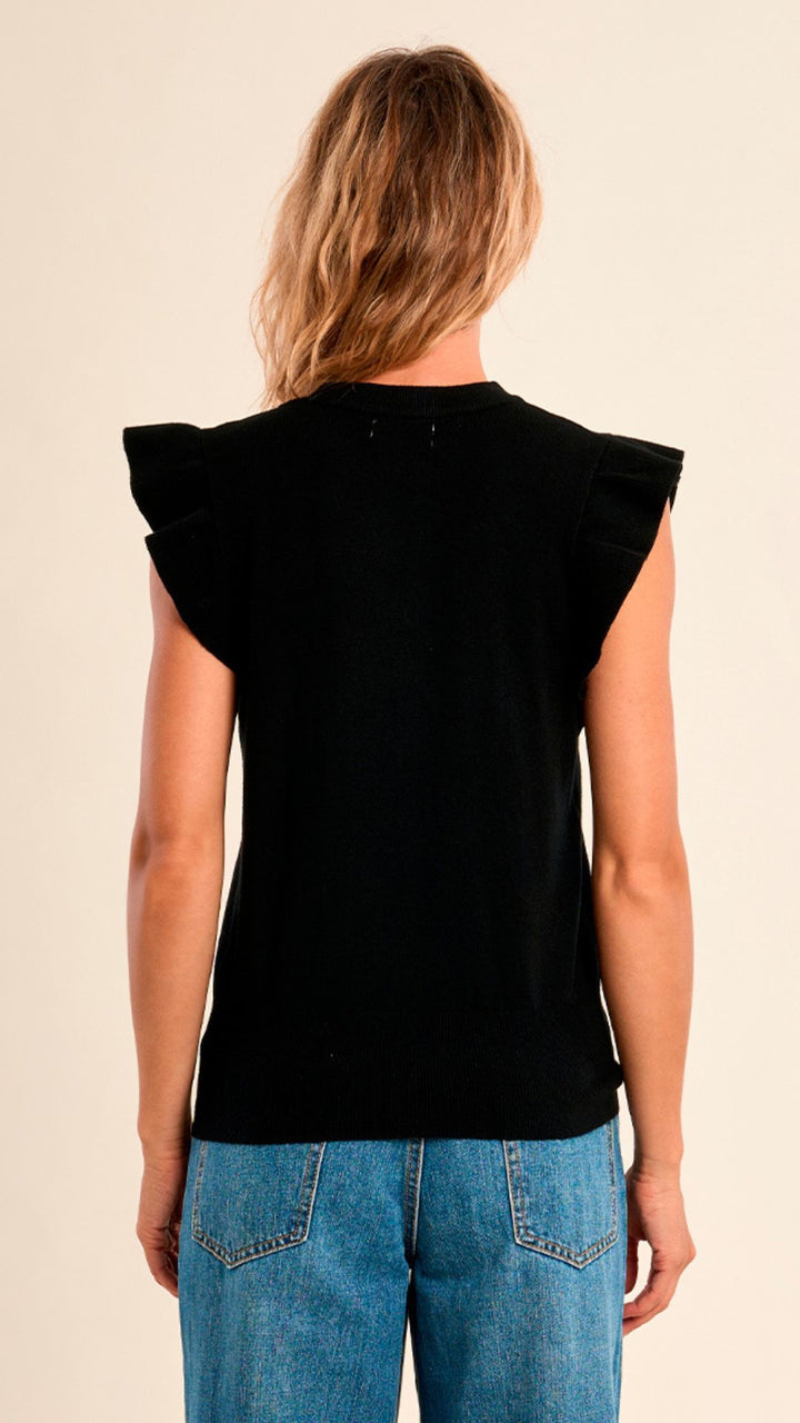 Black Ruffle Sweater Tank