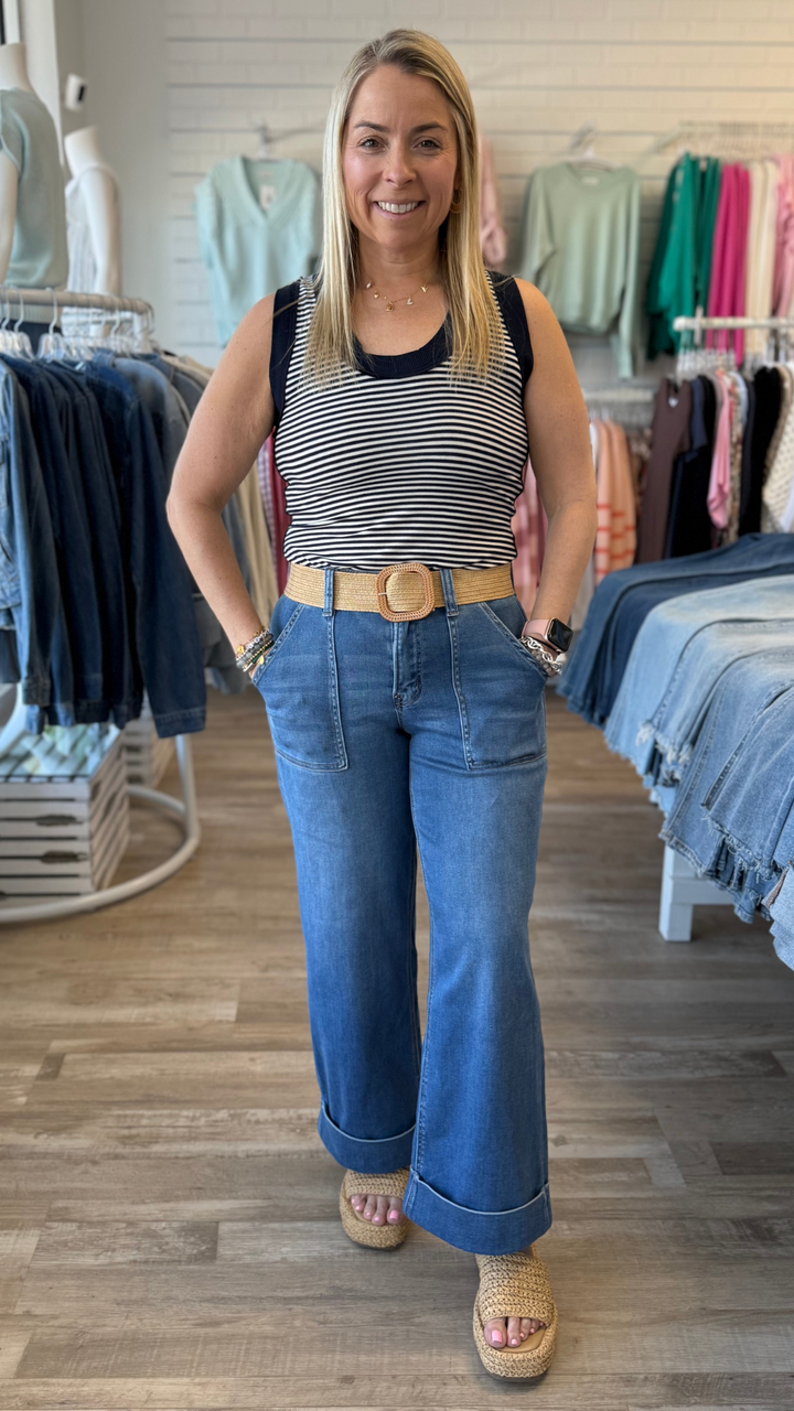 Navy Stripe Hits Different Striped Ringer Tank