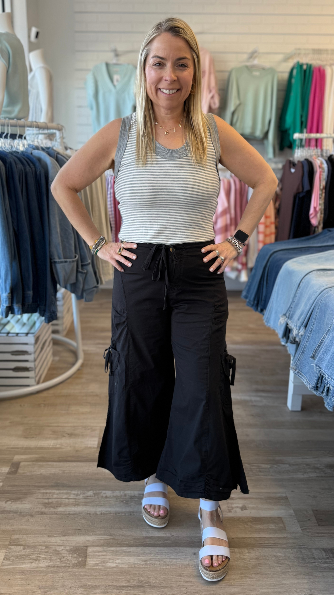 Black Cargo Gaucho Crop