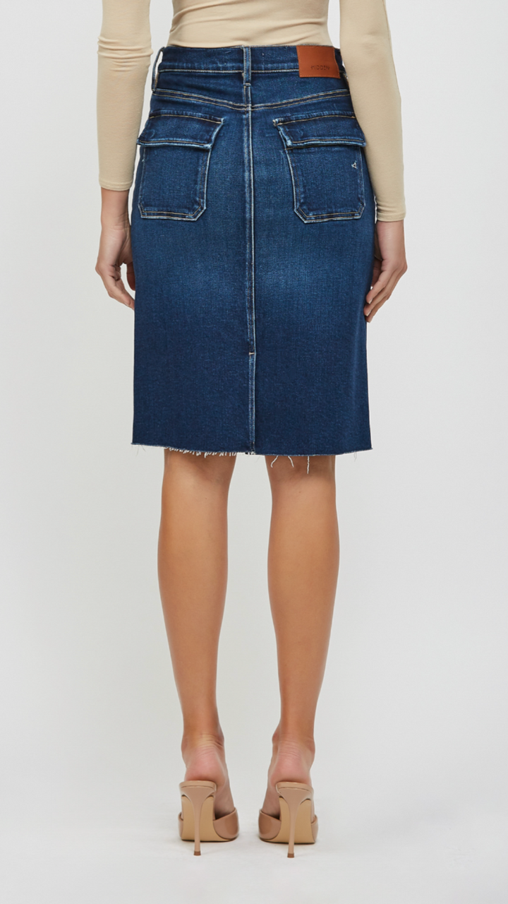 Dark Wash High Waist Cargo Pocket Skirt