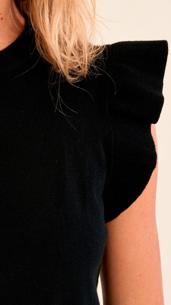 Black Ruffle Sweater Tank