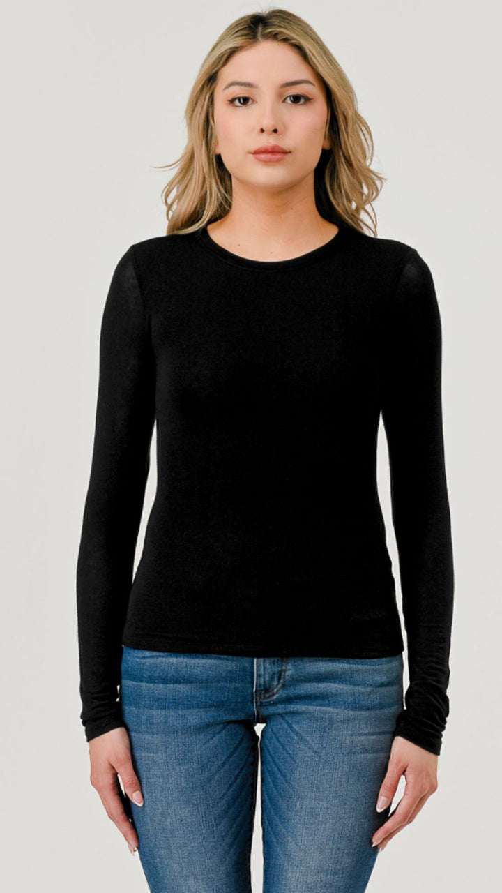 Black Double Layered Hacci Long Sleeve