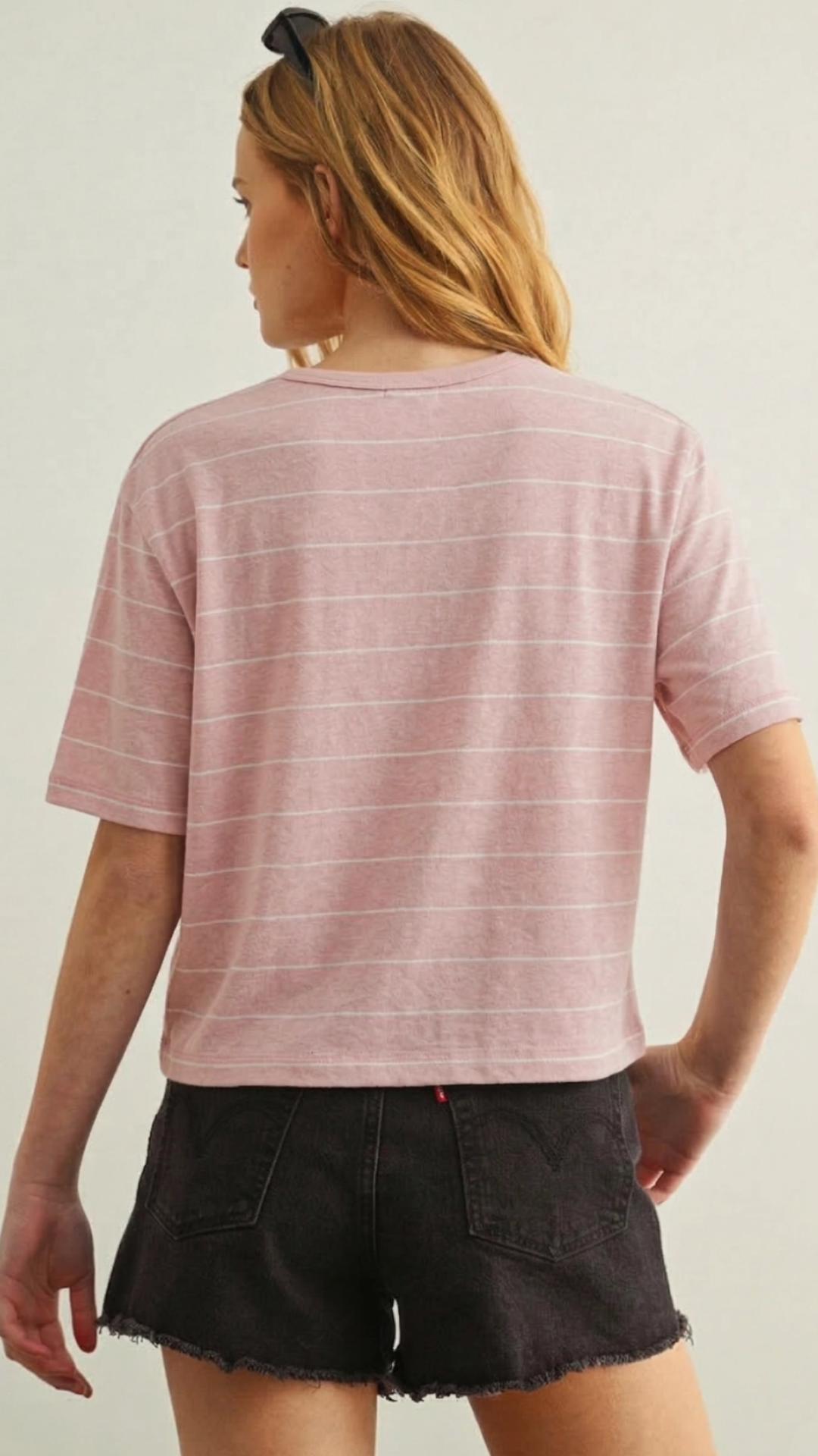 Pink And White Stripe Cotton Linen Top