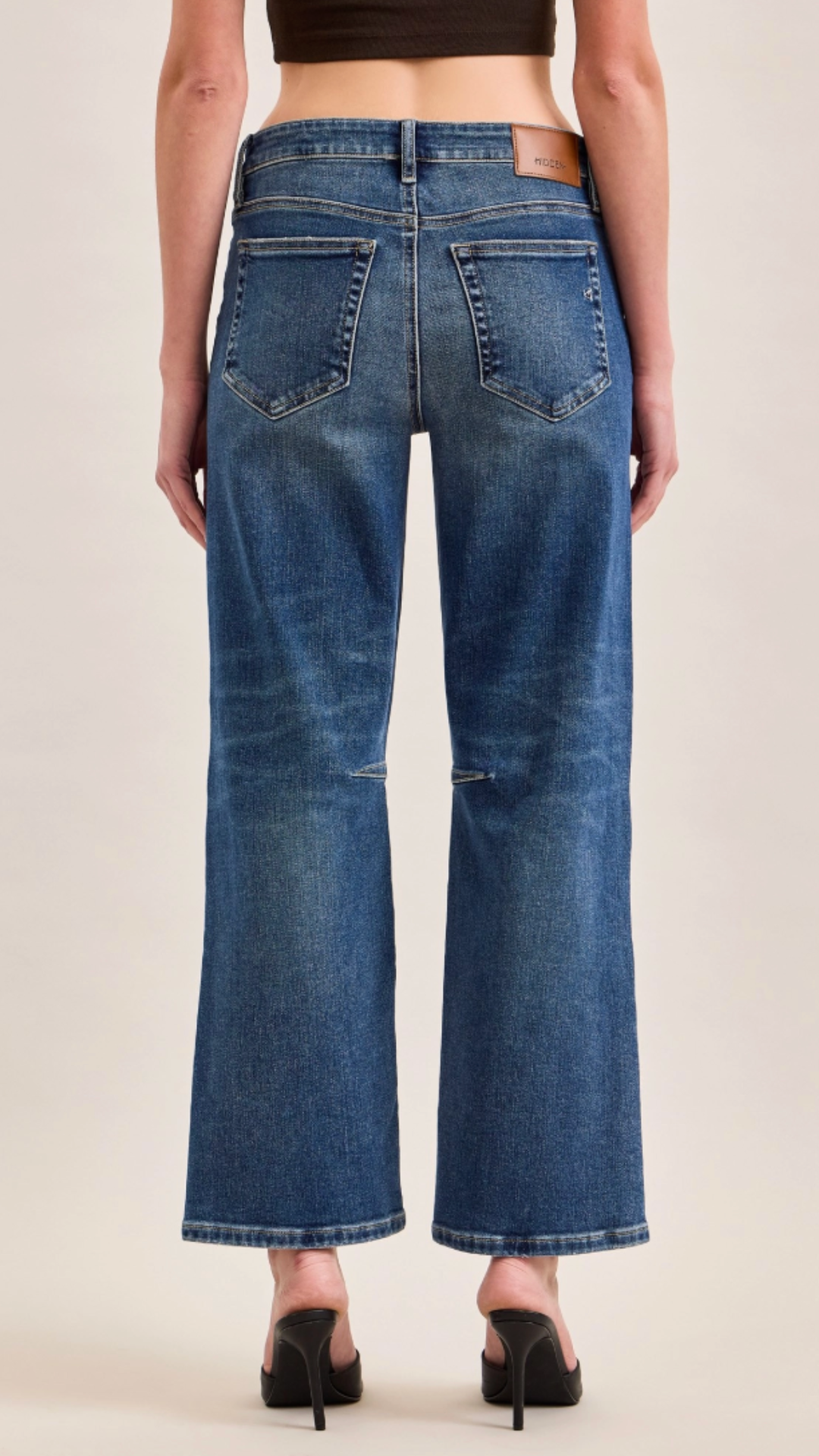 High Rise Dark Wash Classic Straight Seam Detail Jeans
