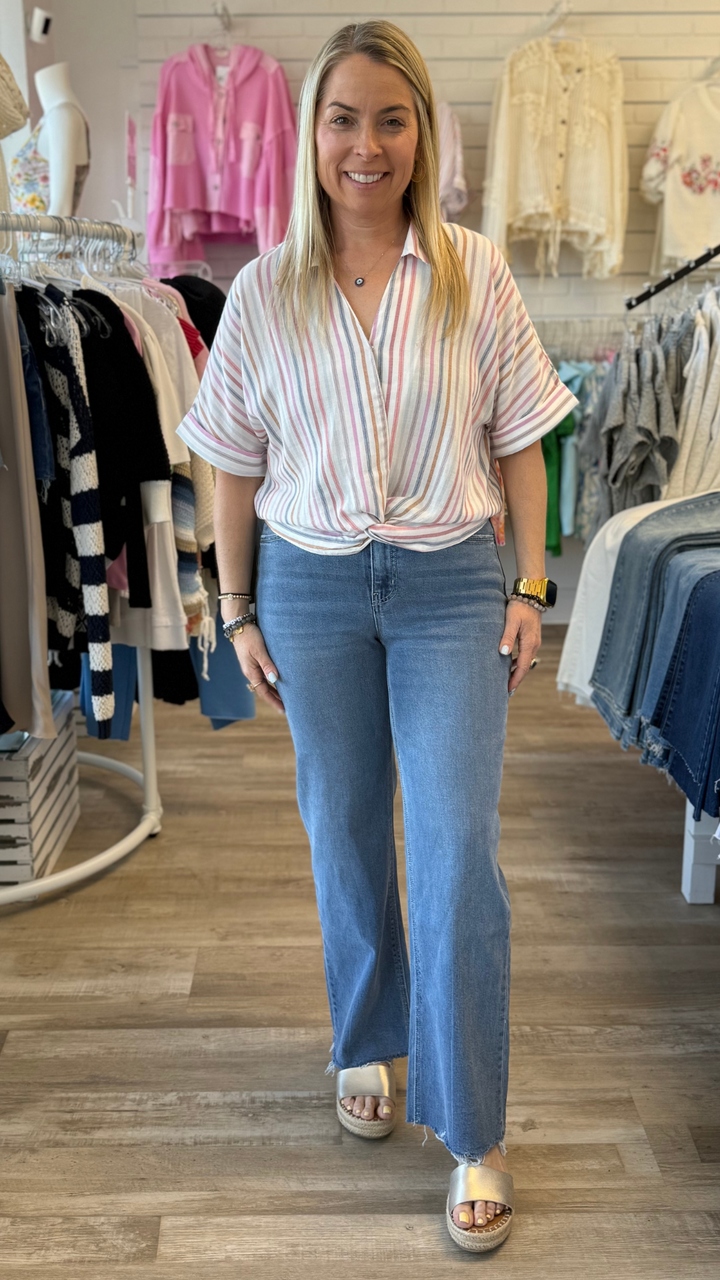 Front Twist Detail Collar Blouse