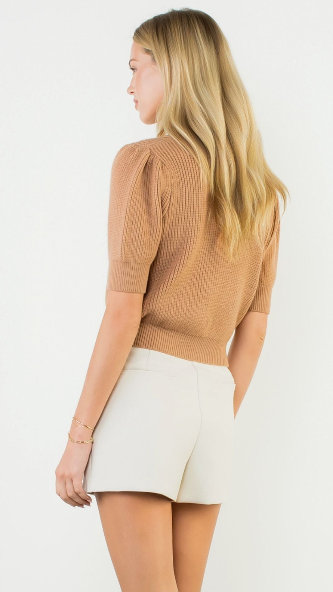 Beige Puff Sleeve Sweater