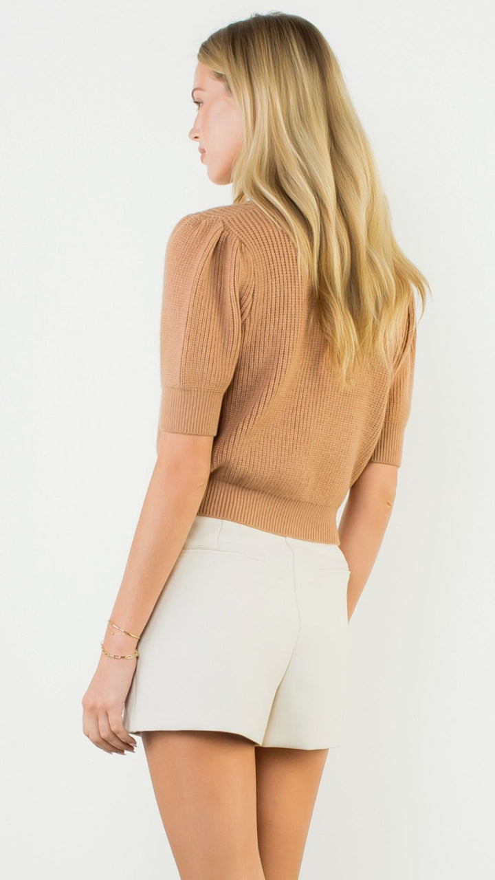 Beige Puff Sleeve Sweater