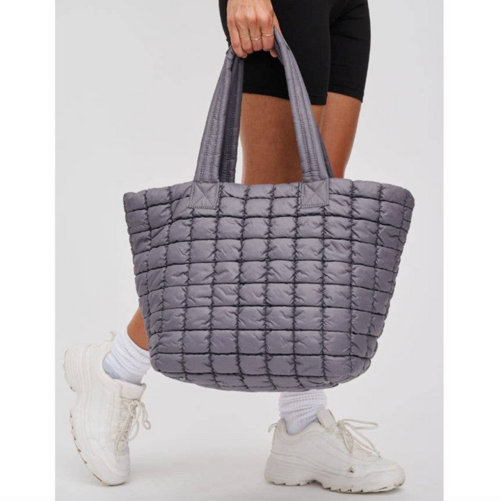 Carbon Quilted Puffer Nylon Tote