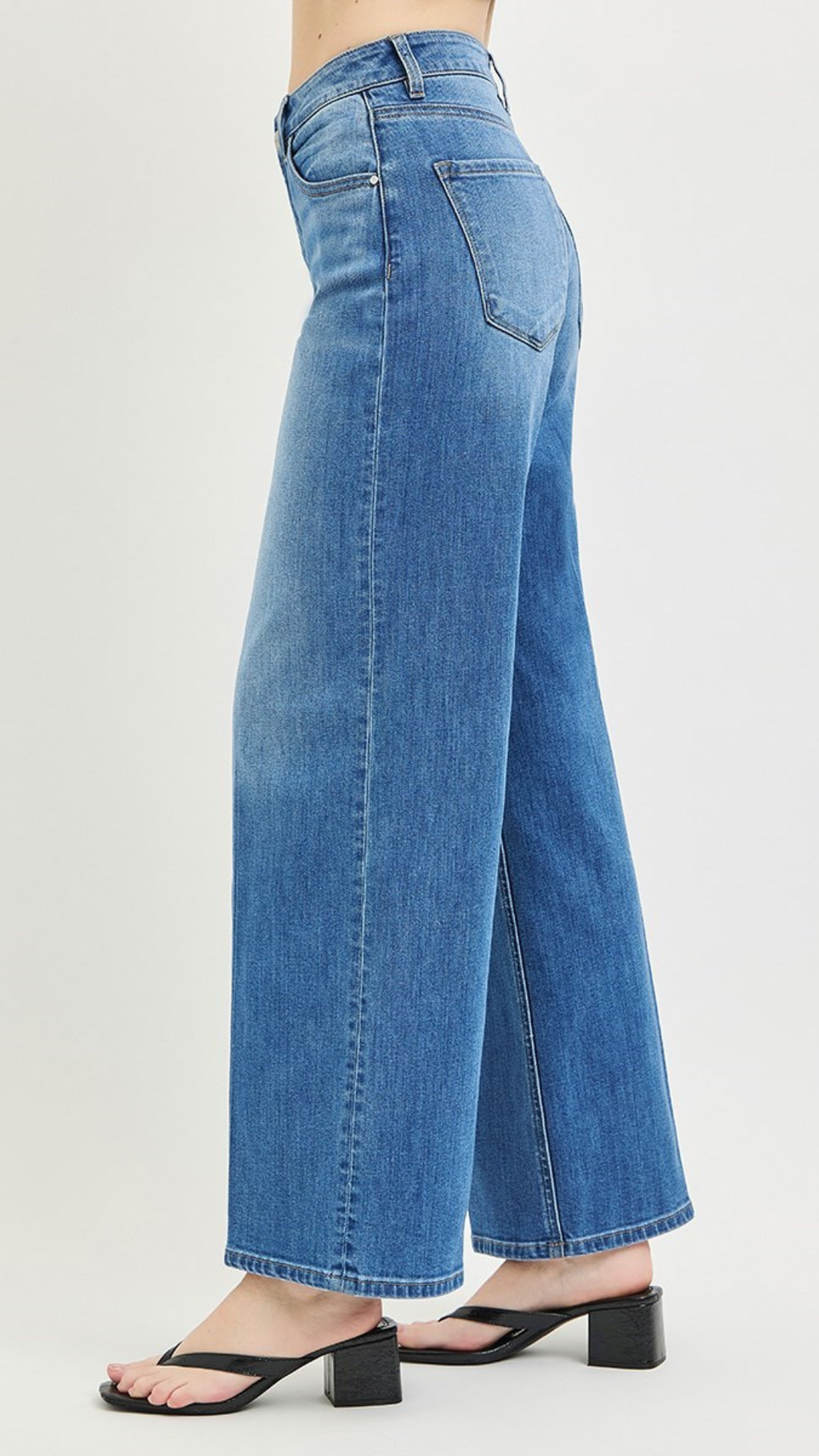 High Rise Medium Wash Slouchy Wide Baggy Full Length Jeans