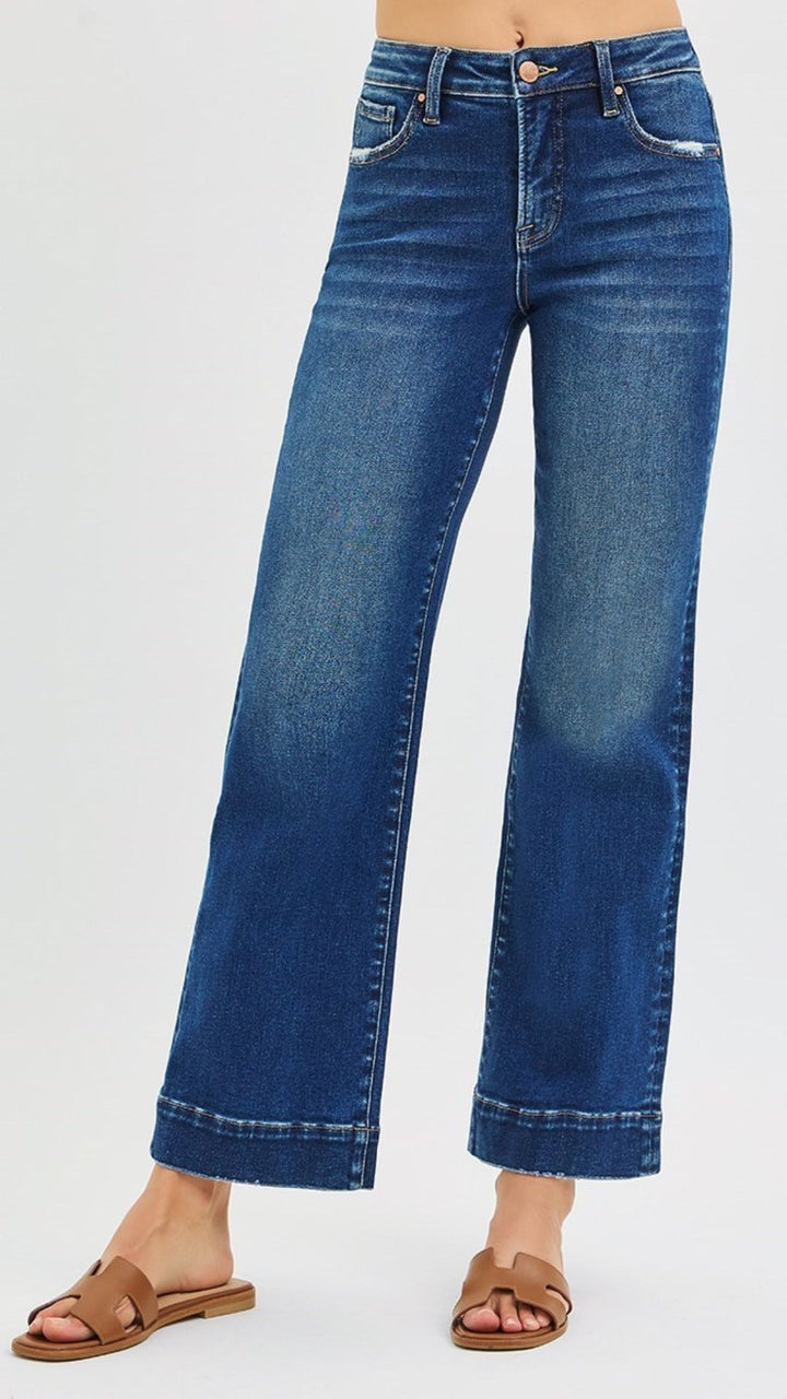 High Rise Dark Wash Straight Jeans