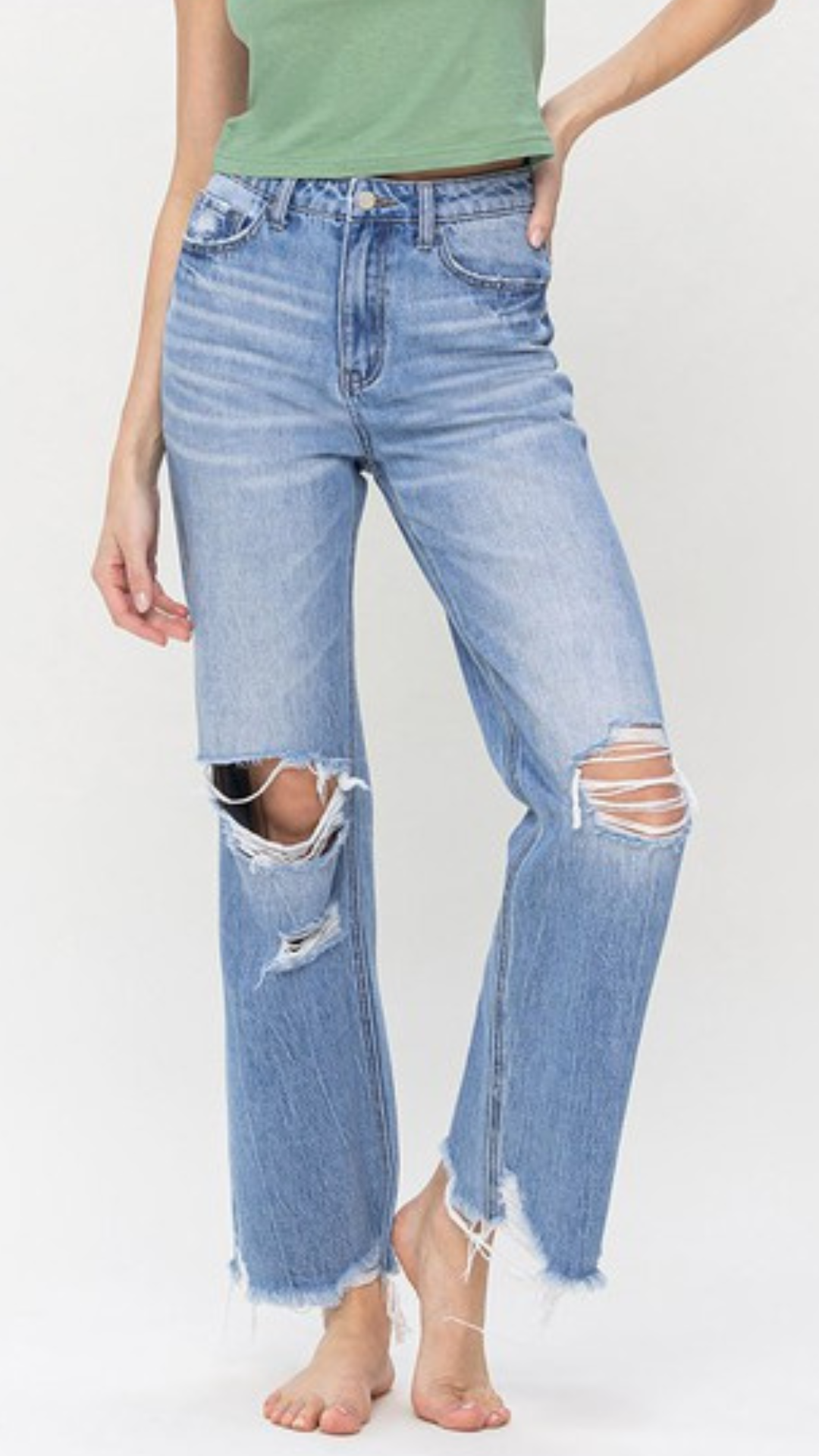 90s Vintage High Rise Distressed Flare Jeans