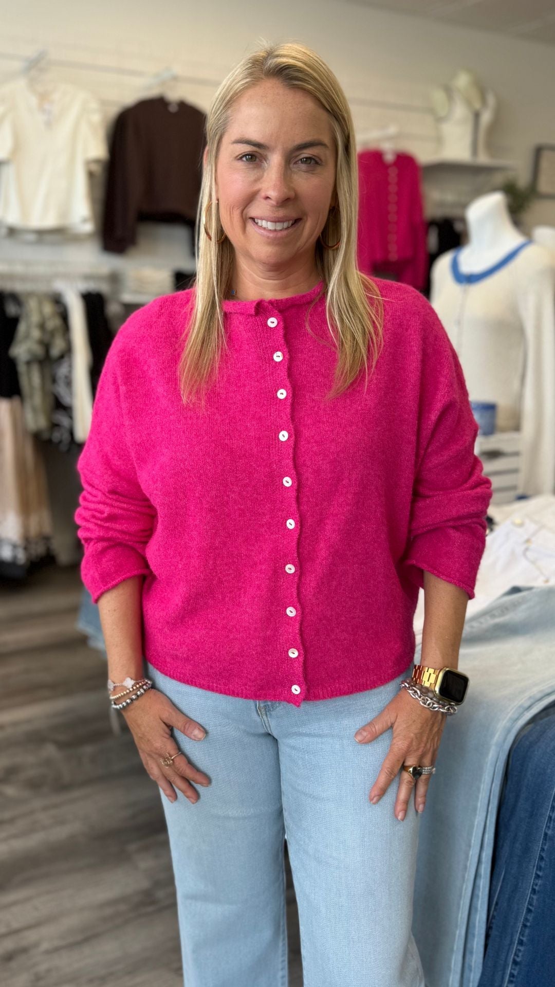 Fuchsia Main Character Sweater Cardigan