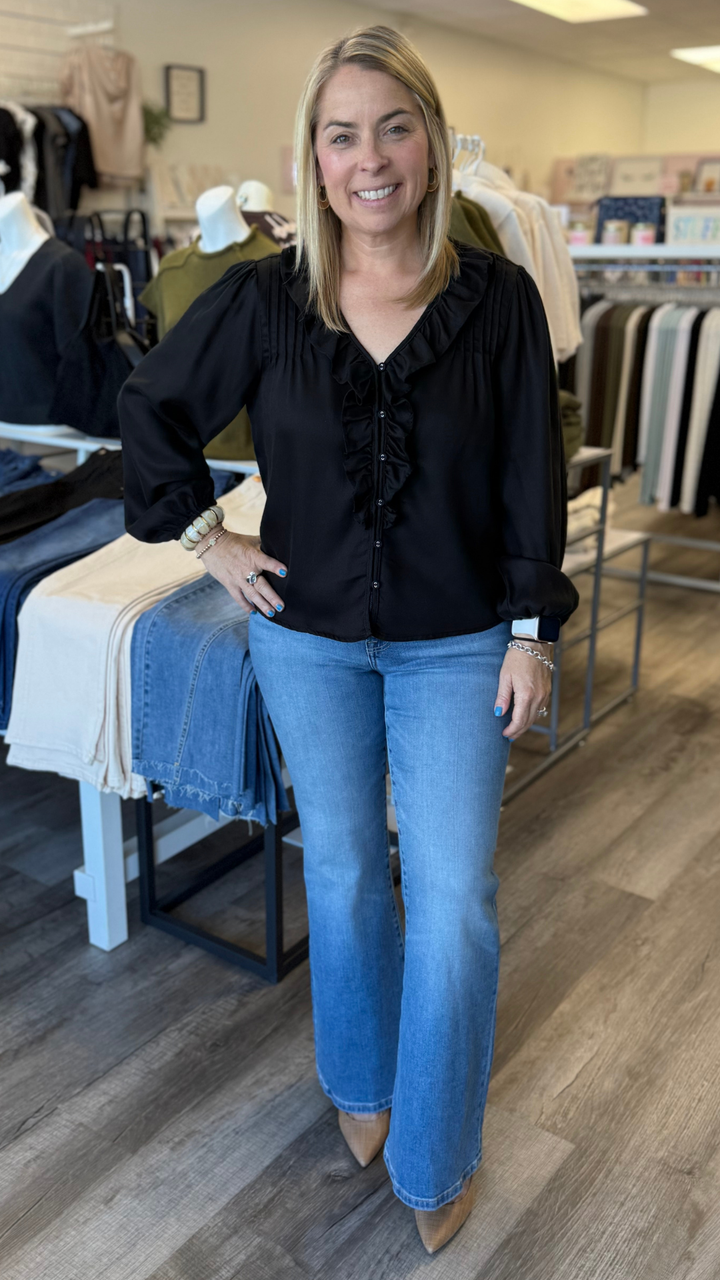 Pop Over Ruffle Tencel Top