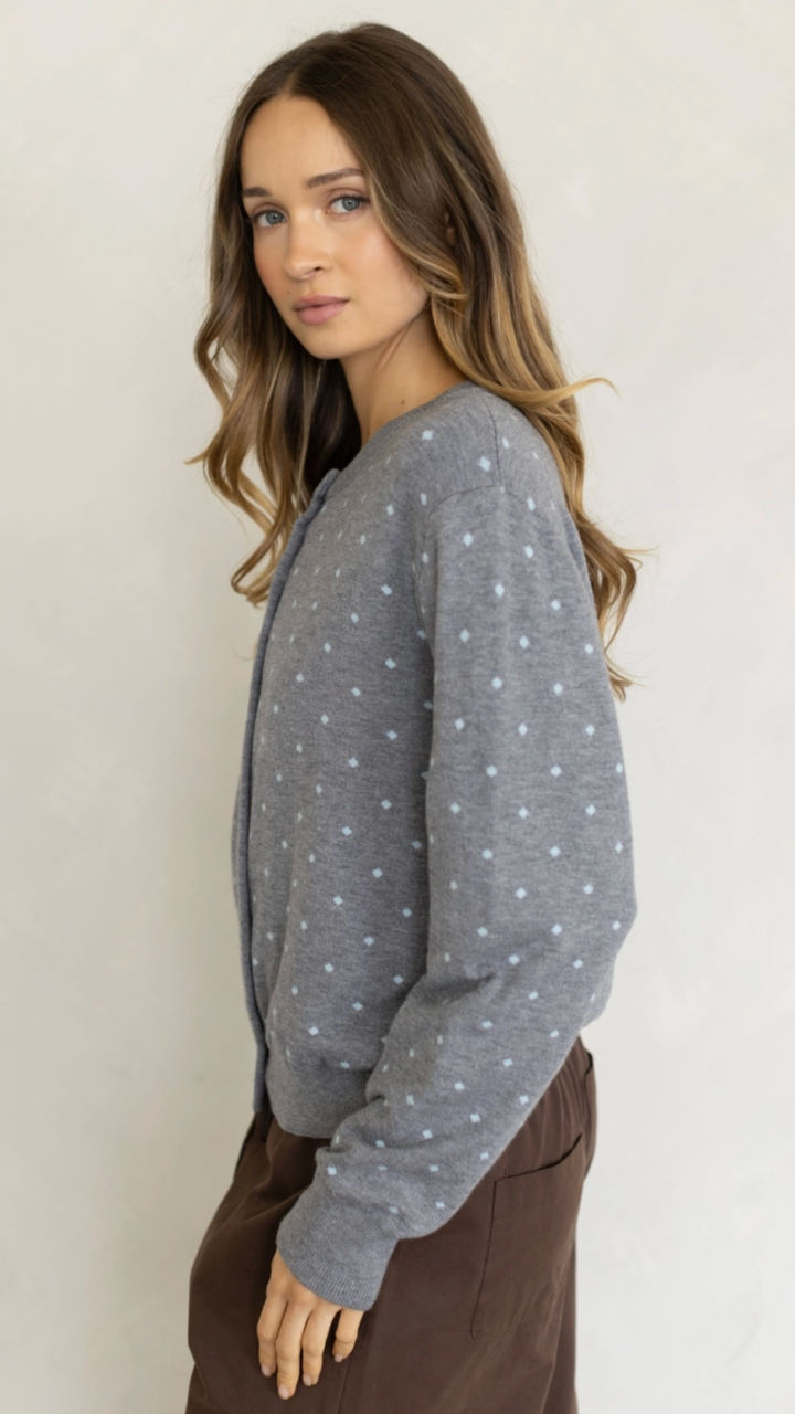 Heather Gray Inside Out Polka Dot Cardigan