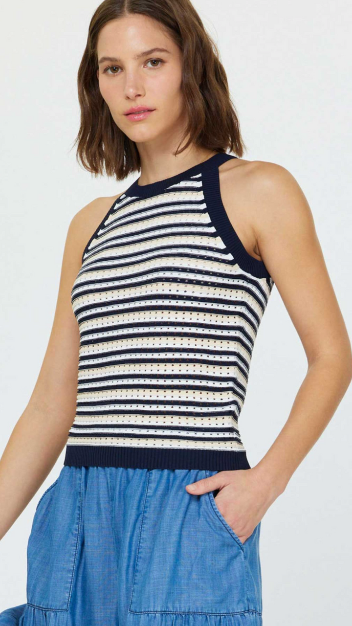 Navy Sleeveless Halter Neck Top