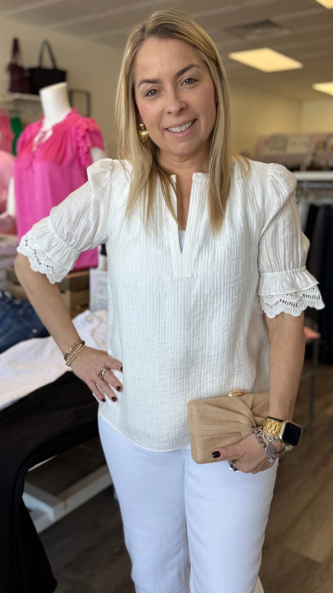 Lace Embroidered Sleeve Blouse