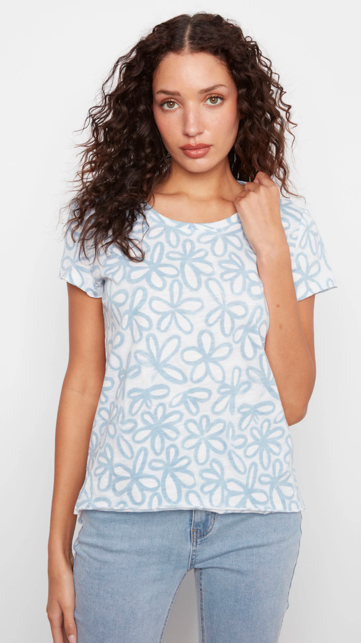 Printed Floral Organic Cotton Jersey Tee