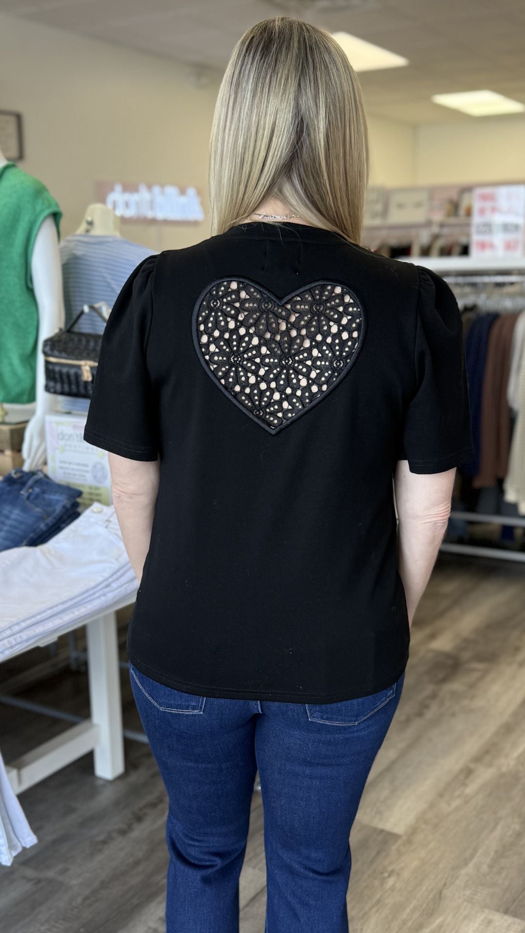 Black Open Heart Tee