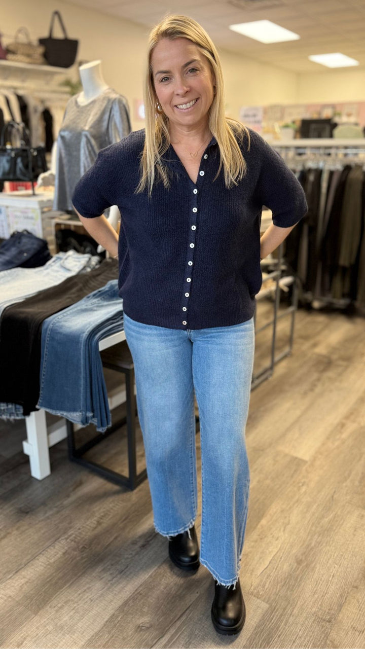 Navy Buttoned Cardigan