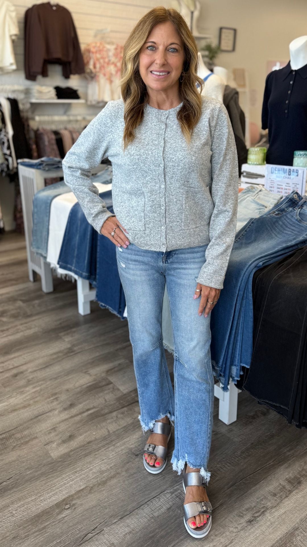 Heather Gray Cardigan With Pockets
