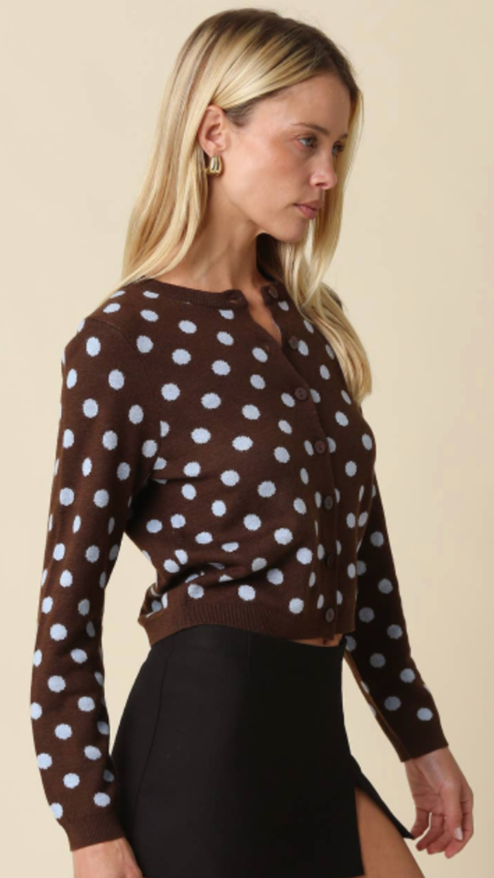 Polka Dot Cropped Cardigan