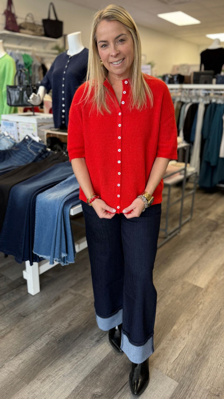 Red Buttoned Cardigan