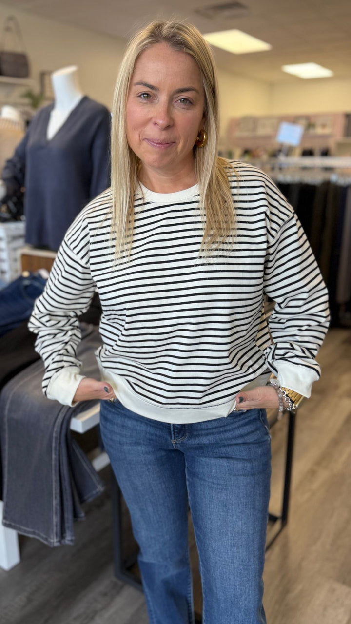 Striped Crew Neck Long Sleeve Top