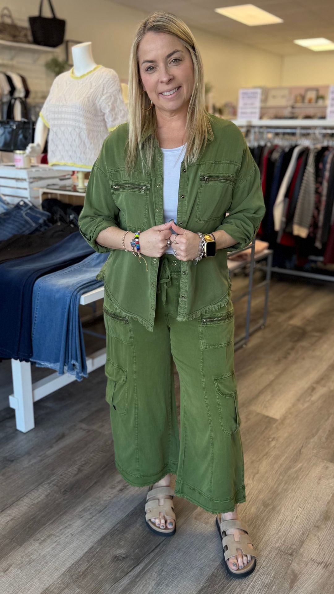 Apollo Pigment Knapp Utility Cargo Button Up