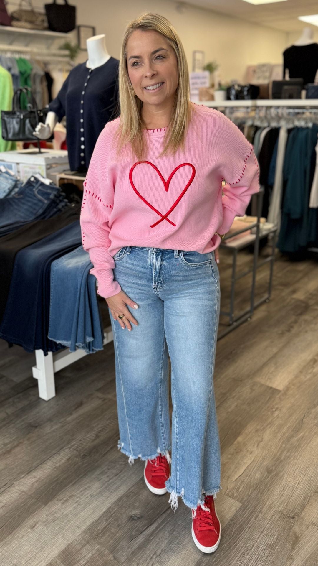 High Rise Light Wash Side Panel Crop Wide Leg Jeans