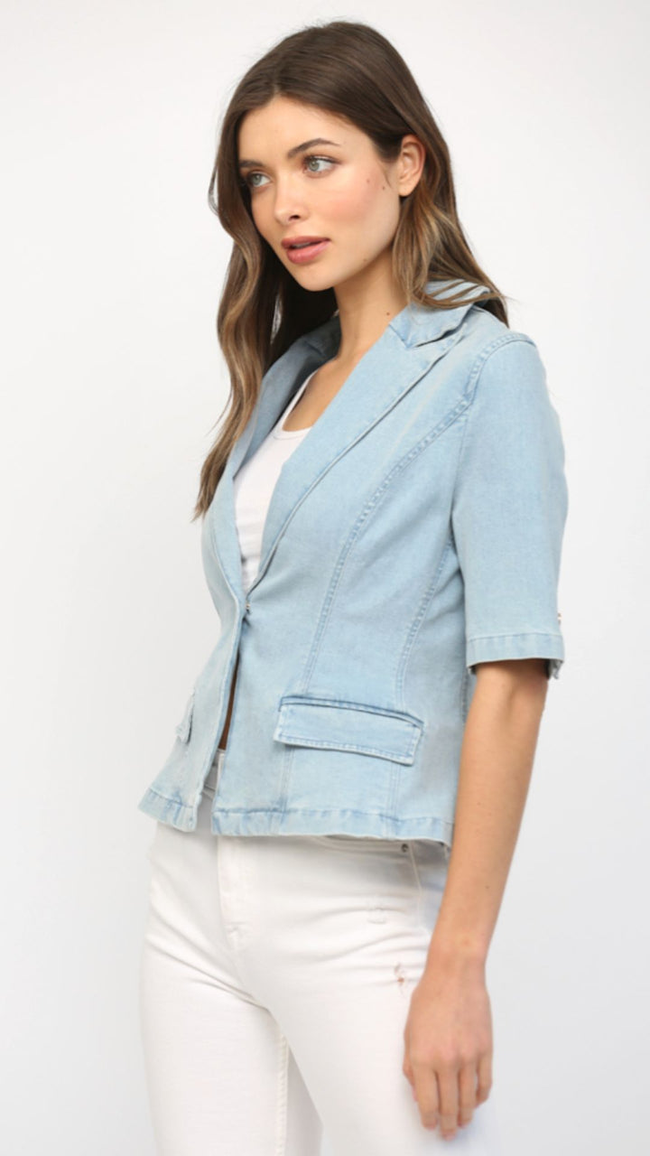 Short Sleeve Denim Blazer