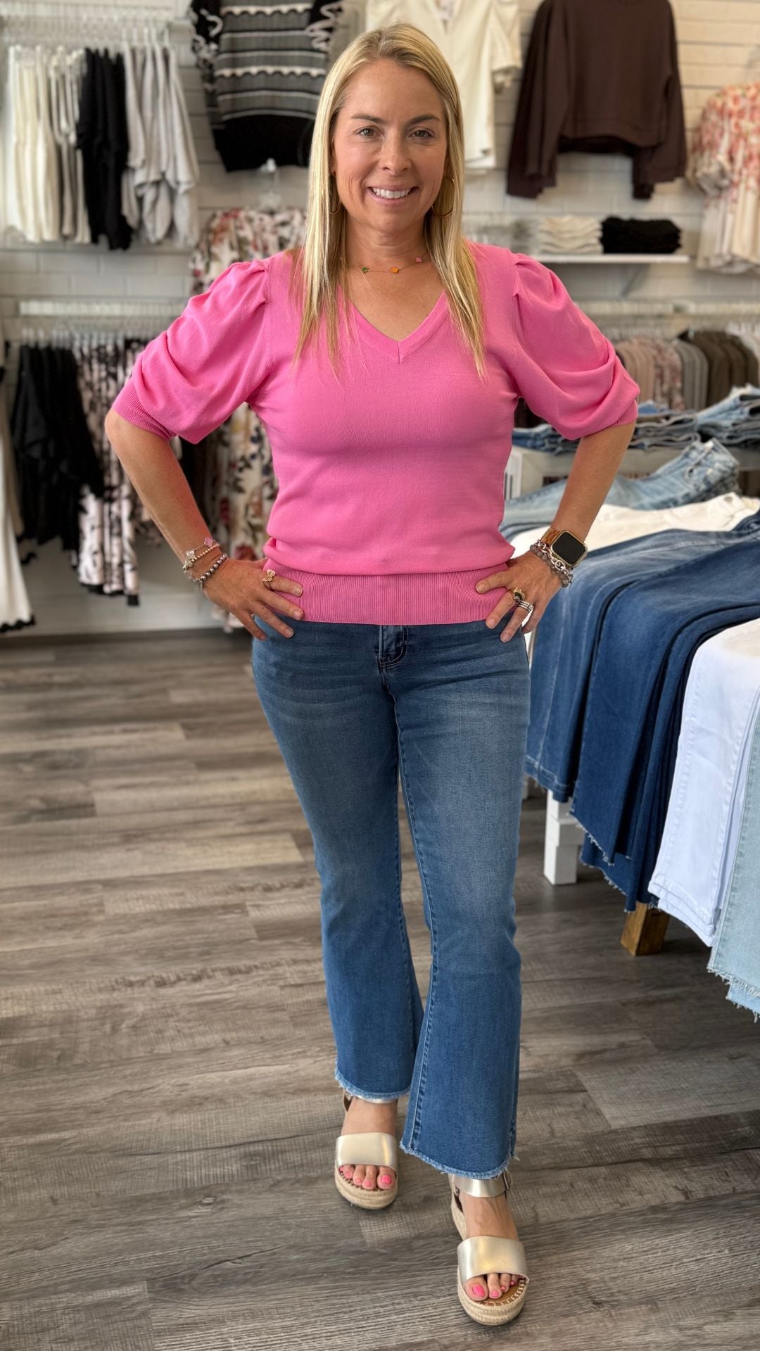 Pink Puff Sleeve Top