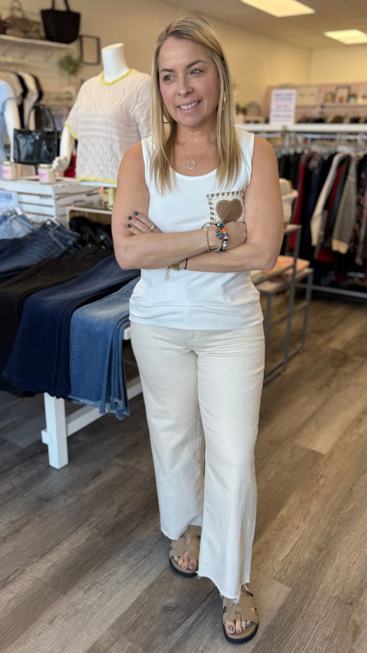 Knit Tank With Crochet Patch Pocket