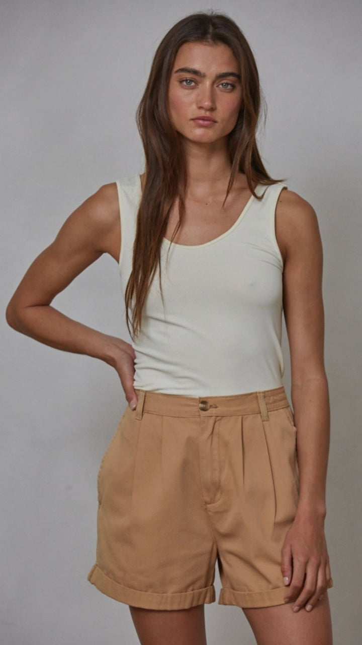 Cream Essential Reverse Neck Tank