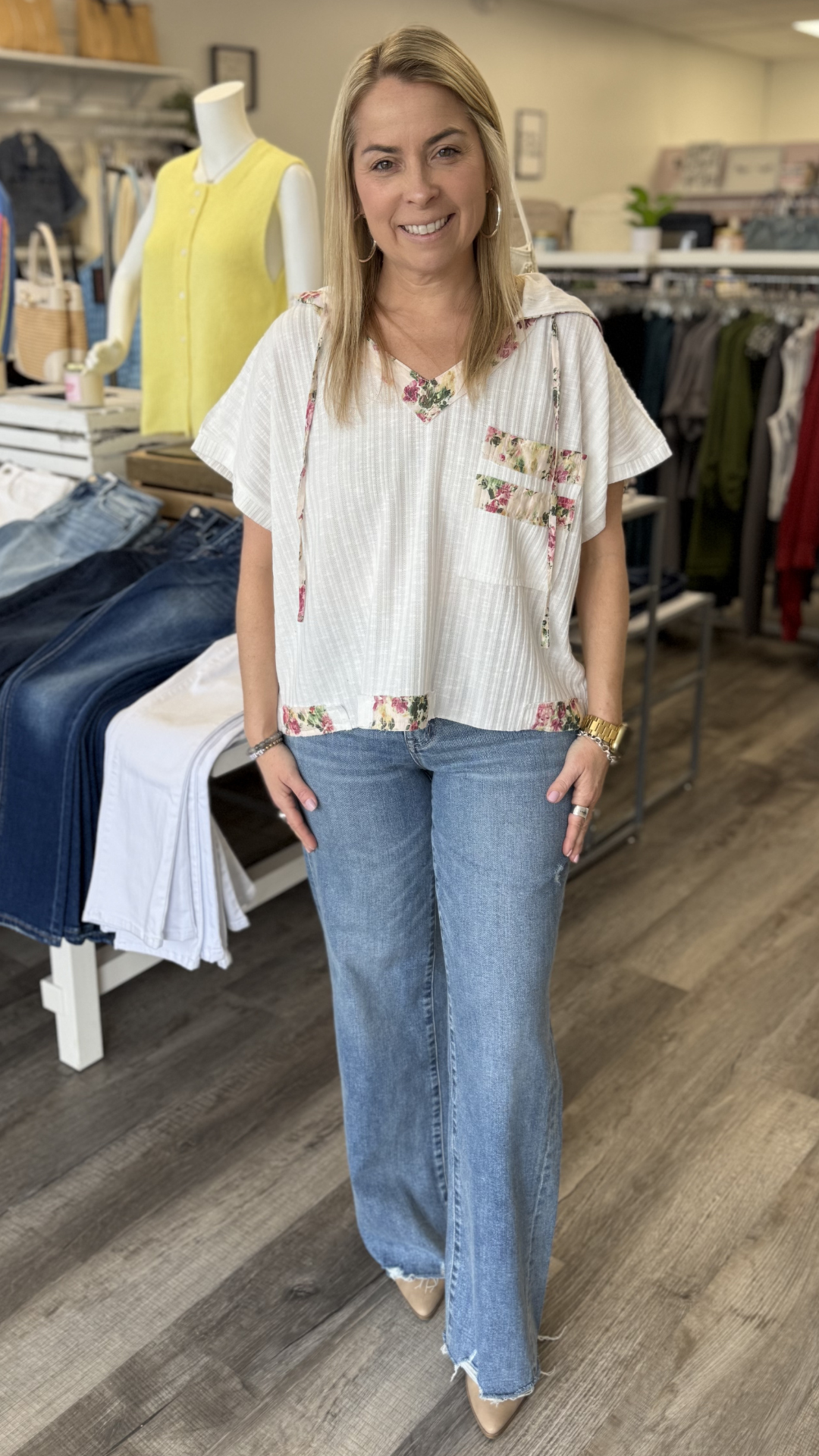 High Rise Medium Wash Full Length Slant Side Seam Vintage Flare Jeans
