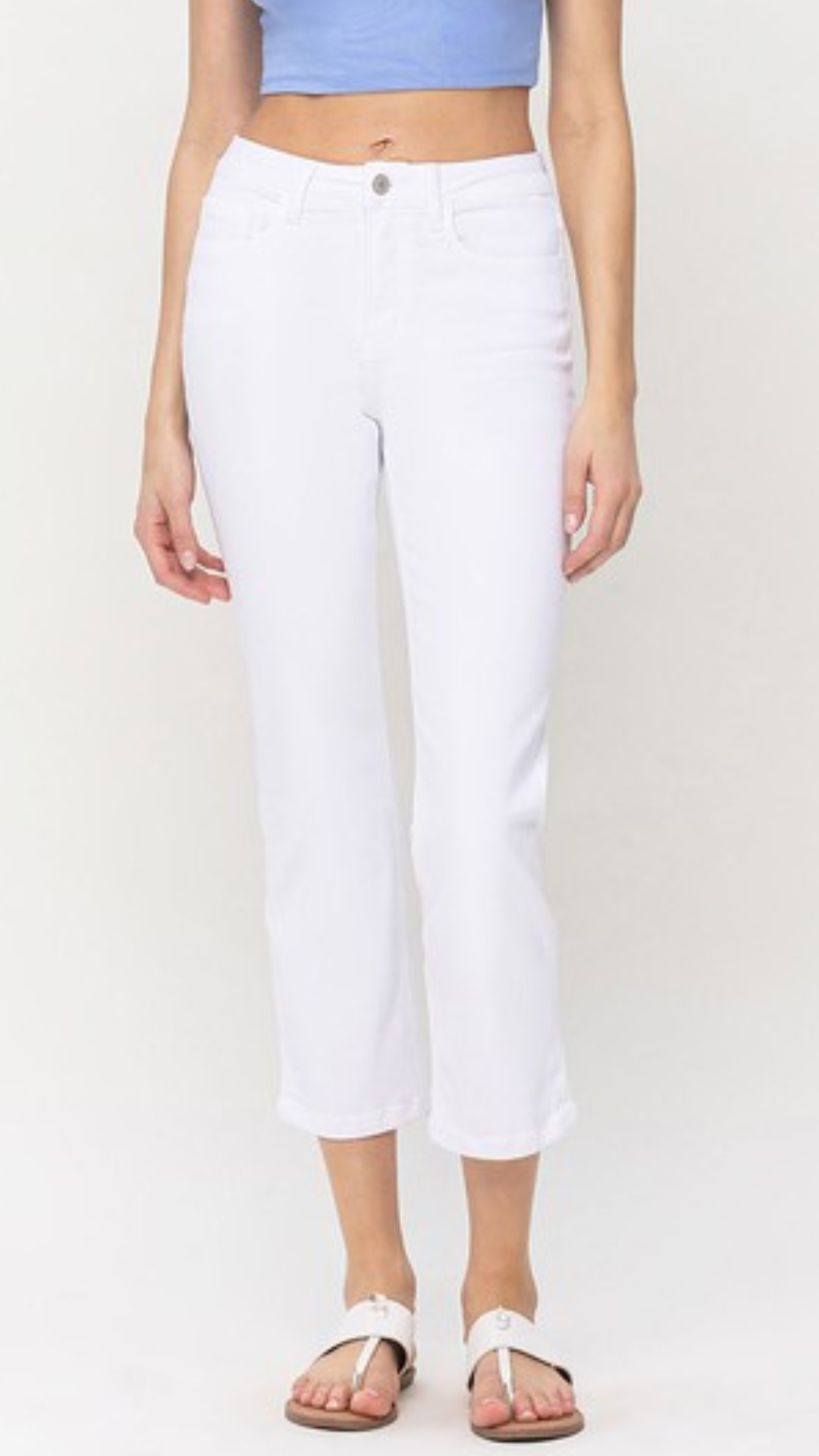White High Rise Slim Straight Jeans