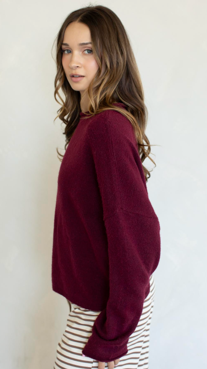 Wine Oversized Piper Pullover