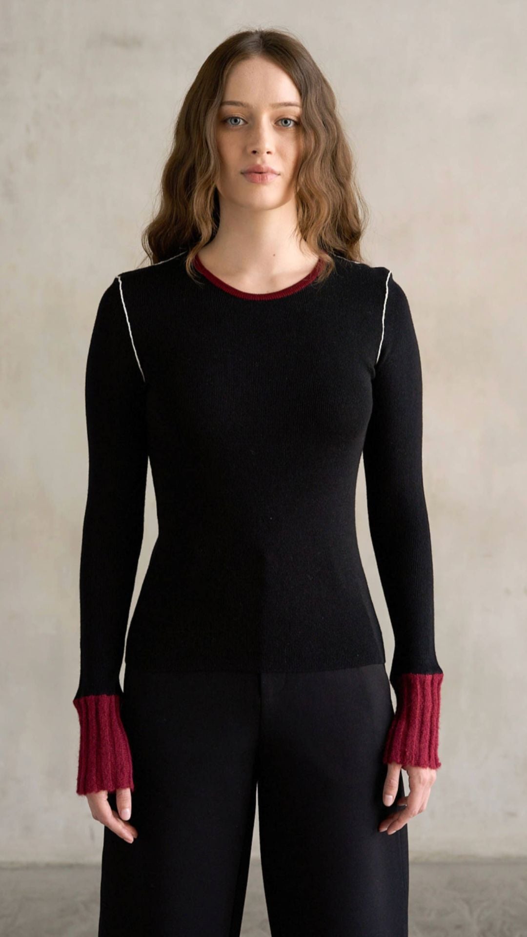 Colorblock Long Sleeve Knit Top