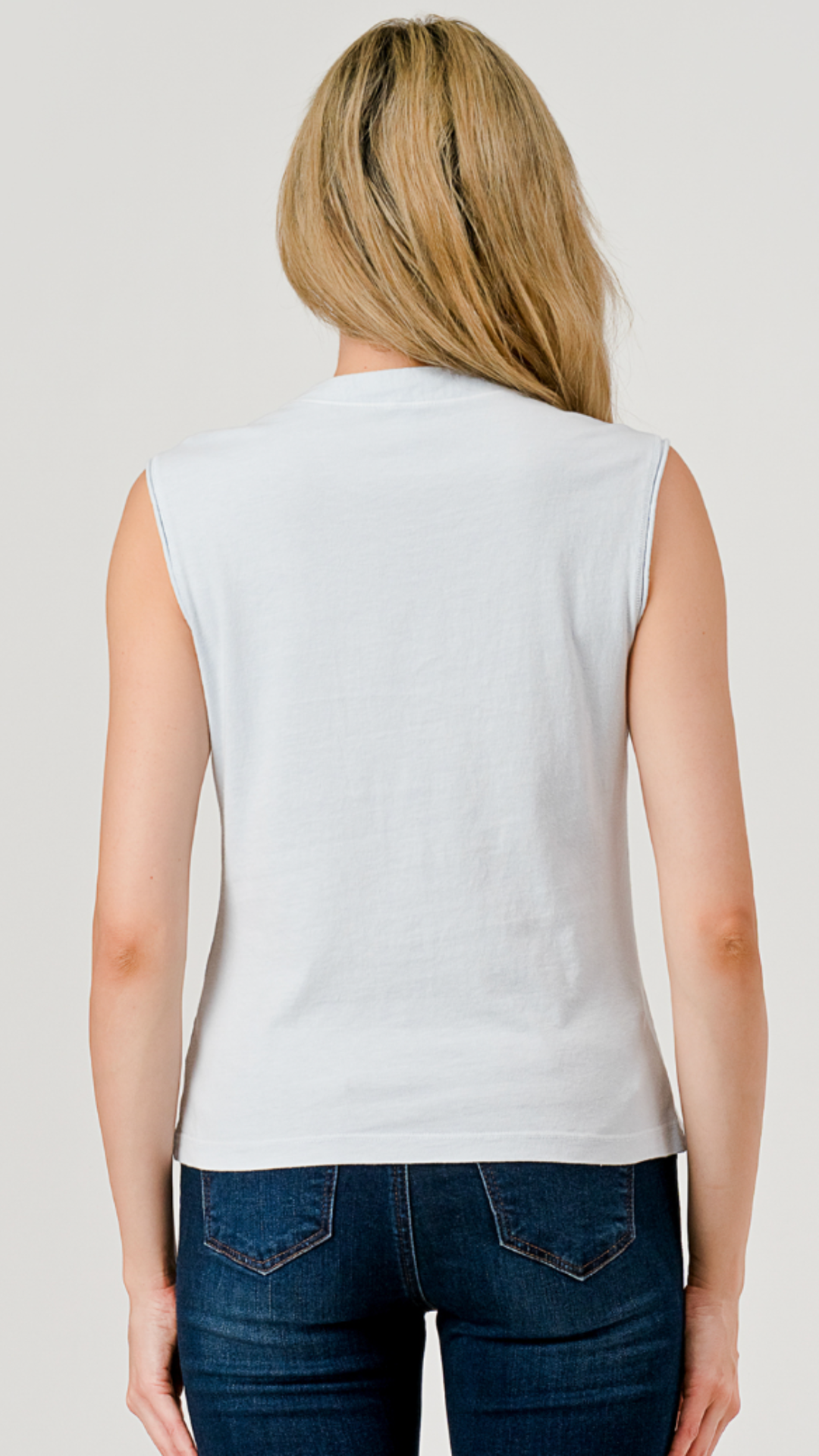 Pale Blue Sleeveless Henley Top