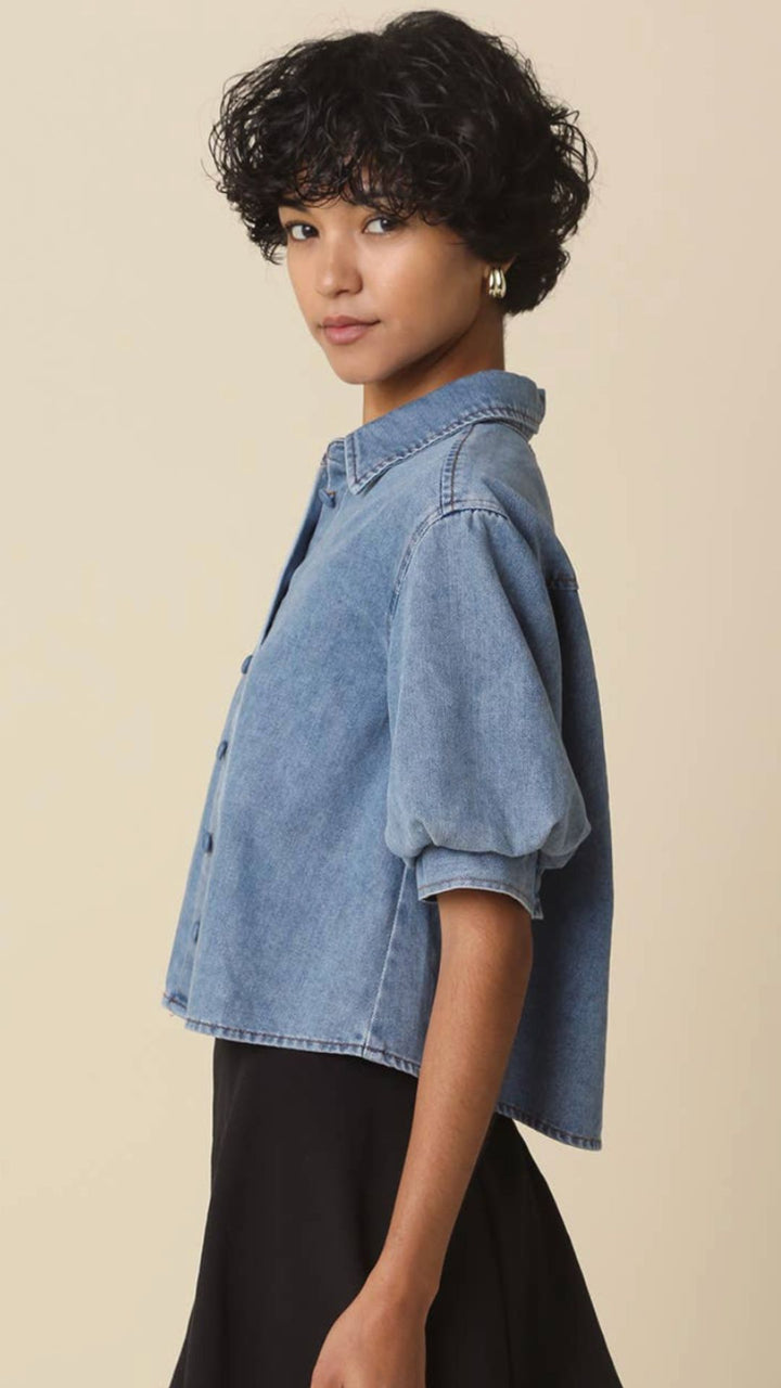 Puff Sleeve Denim Top