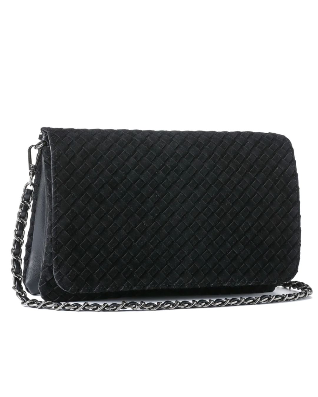 Lexi Black Woven Suede Crossbody