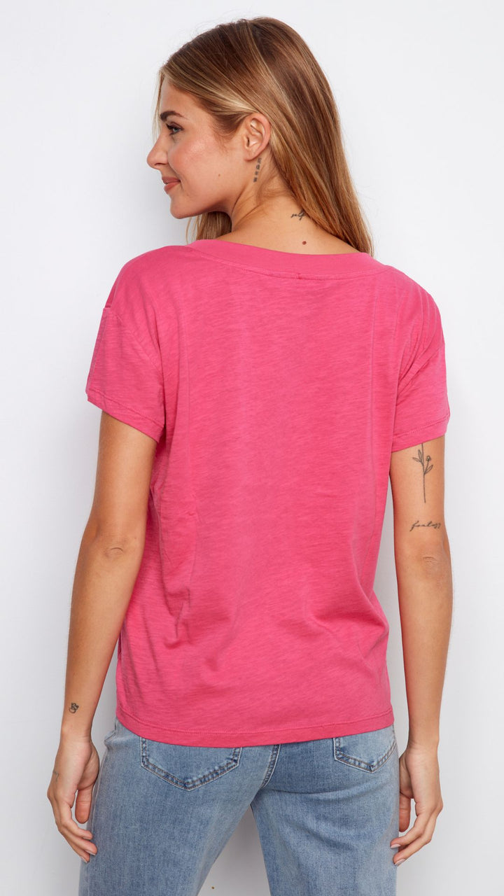 Fuchsia Drop Shoulder V Neck Tee