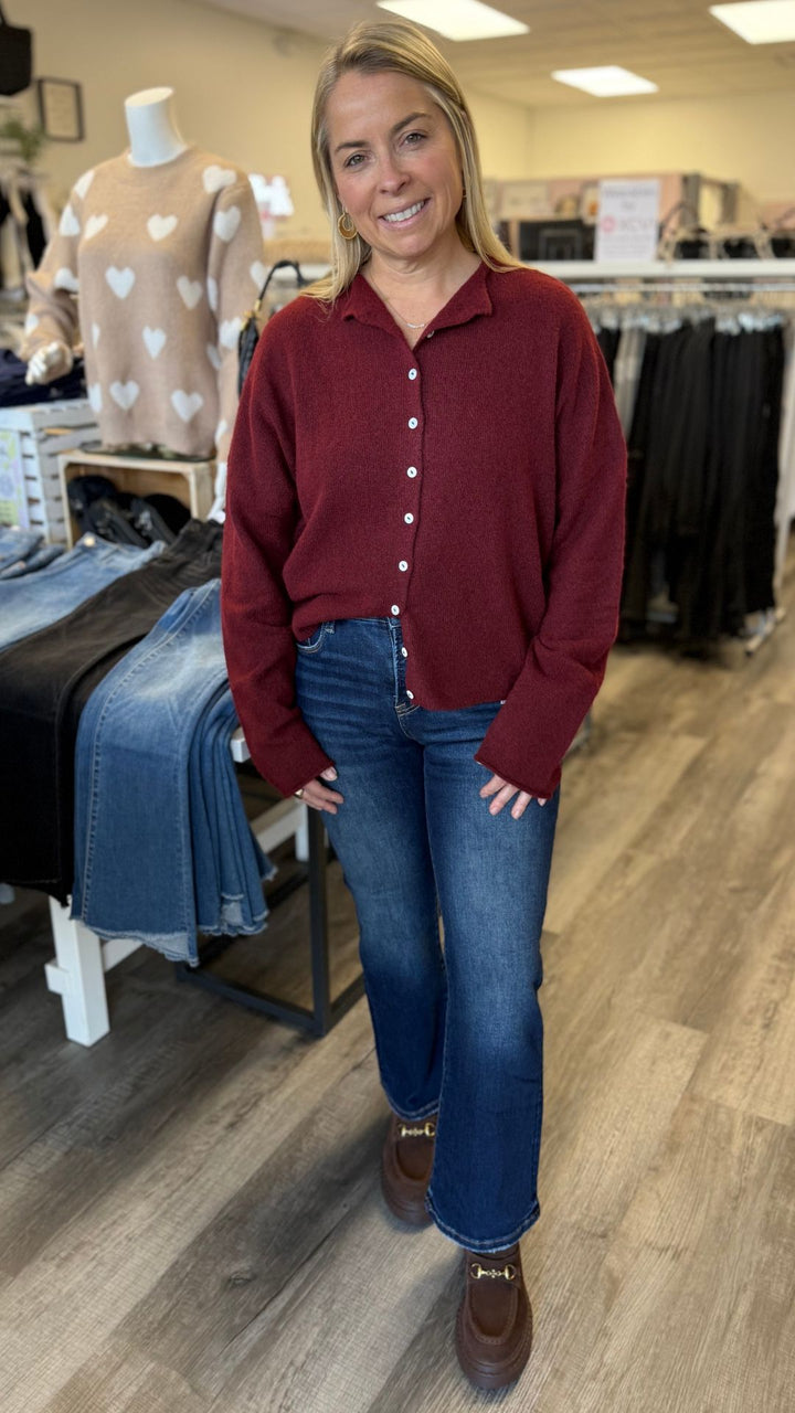 Wine Piper Sweater Cardigan