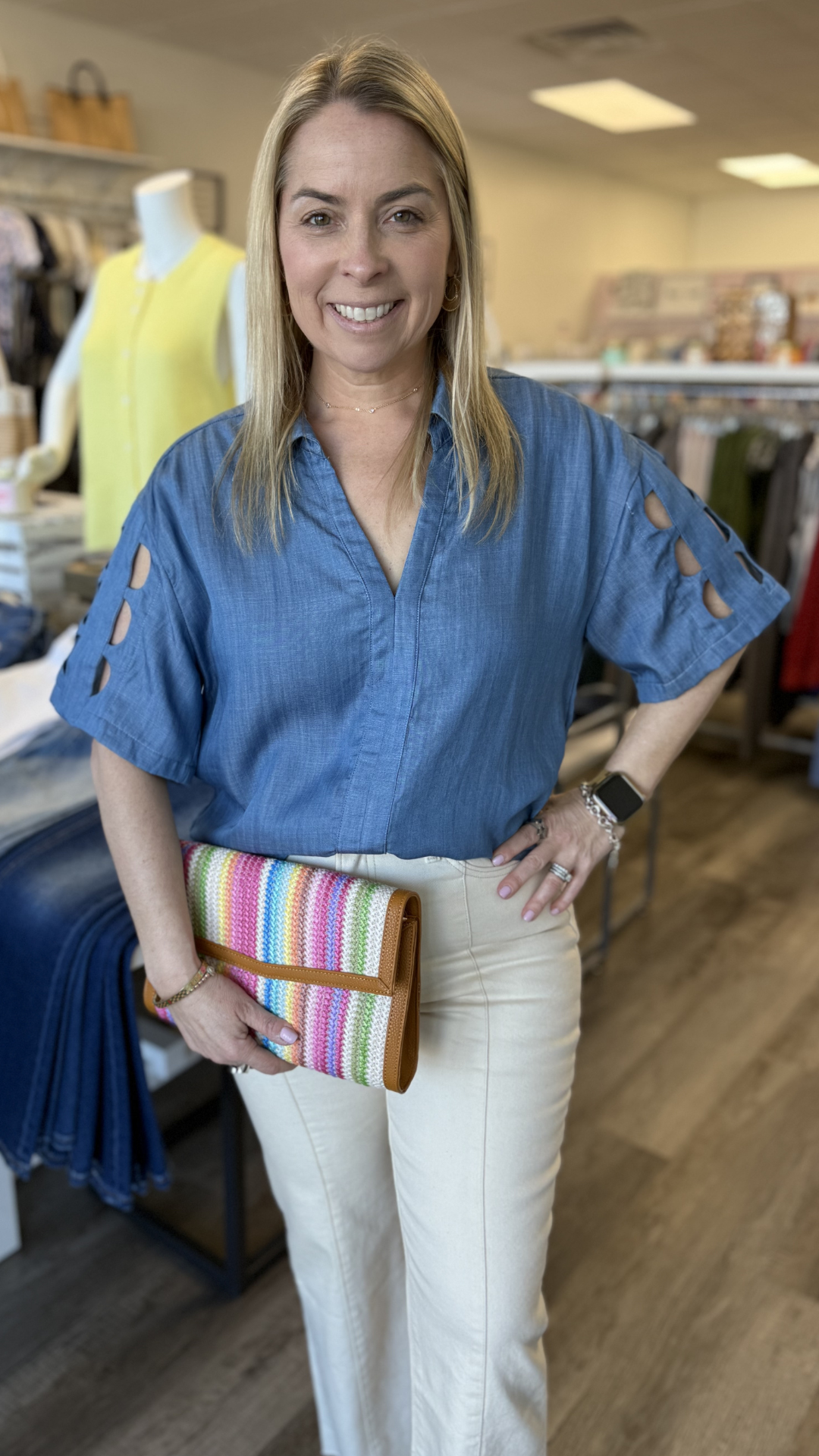 Short Sleeve Cutout Tencel Top