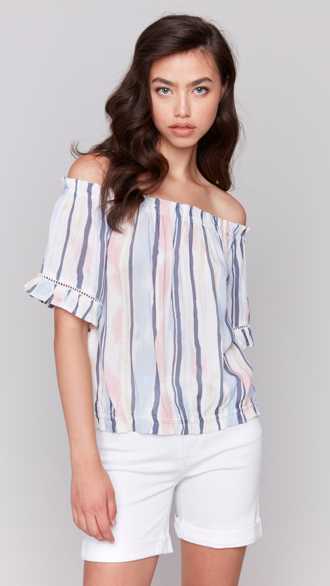 Stripe Off The Shoulder Blouse