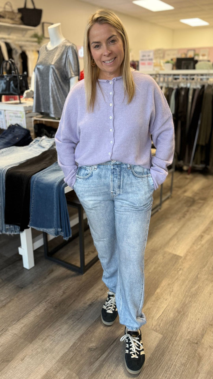 Denim Print Jogger French Terry Pants