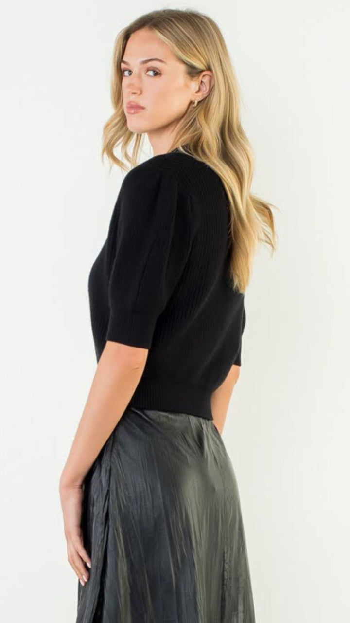 Black Puff Sleeve Sweater